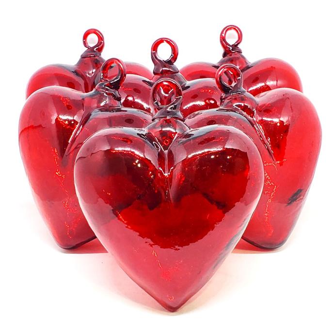Wholesale Hanging Hearts / Red 5.1 inch Large Hanging Glass Hearts  / These beautiful hanging hearts will be a great gift for your loved one.